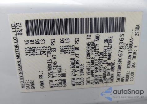 2023 Nissan Rogue Sv Intelligent Awd z USA, uszkodzony, nr VIN 5N1BT3BB3PC676365